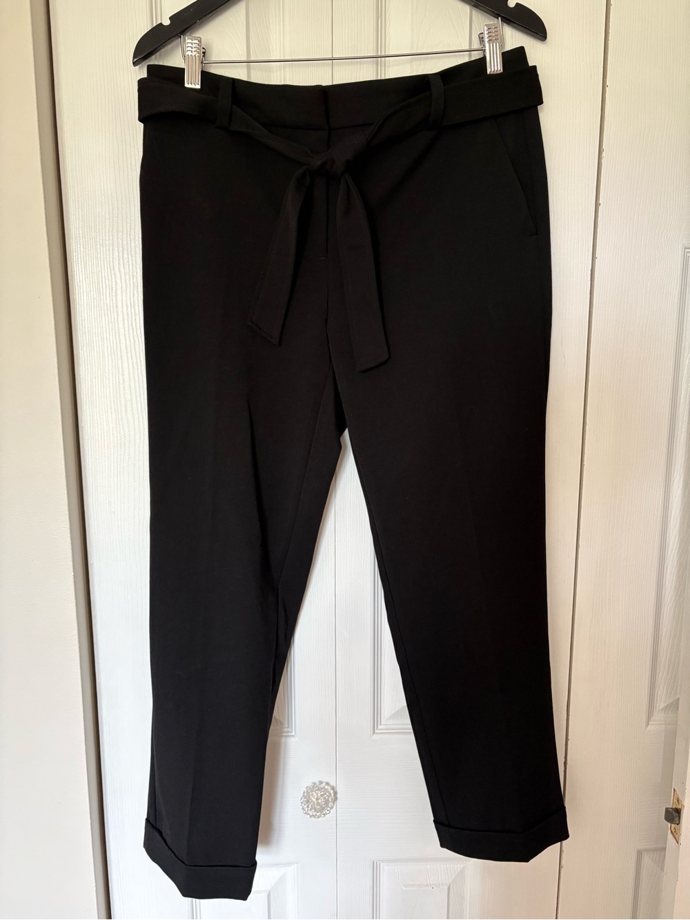 LOFT Black Devin Tie-Waist Slim Pants Size 8 Style 584311